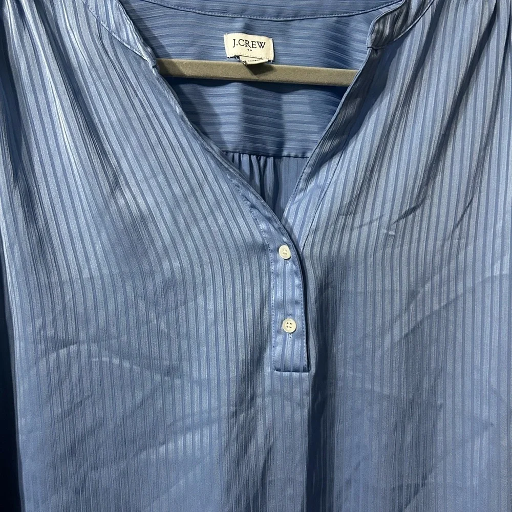 J. Crew Striped B Neck Button Blue long sleeve Blouse